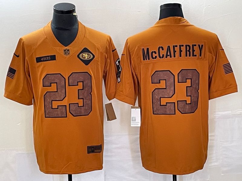 Men San Francisco 49ers #23 Mccaffrey brown Nike 2023 Salute To Service Limited NFL Jersey